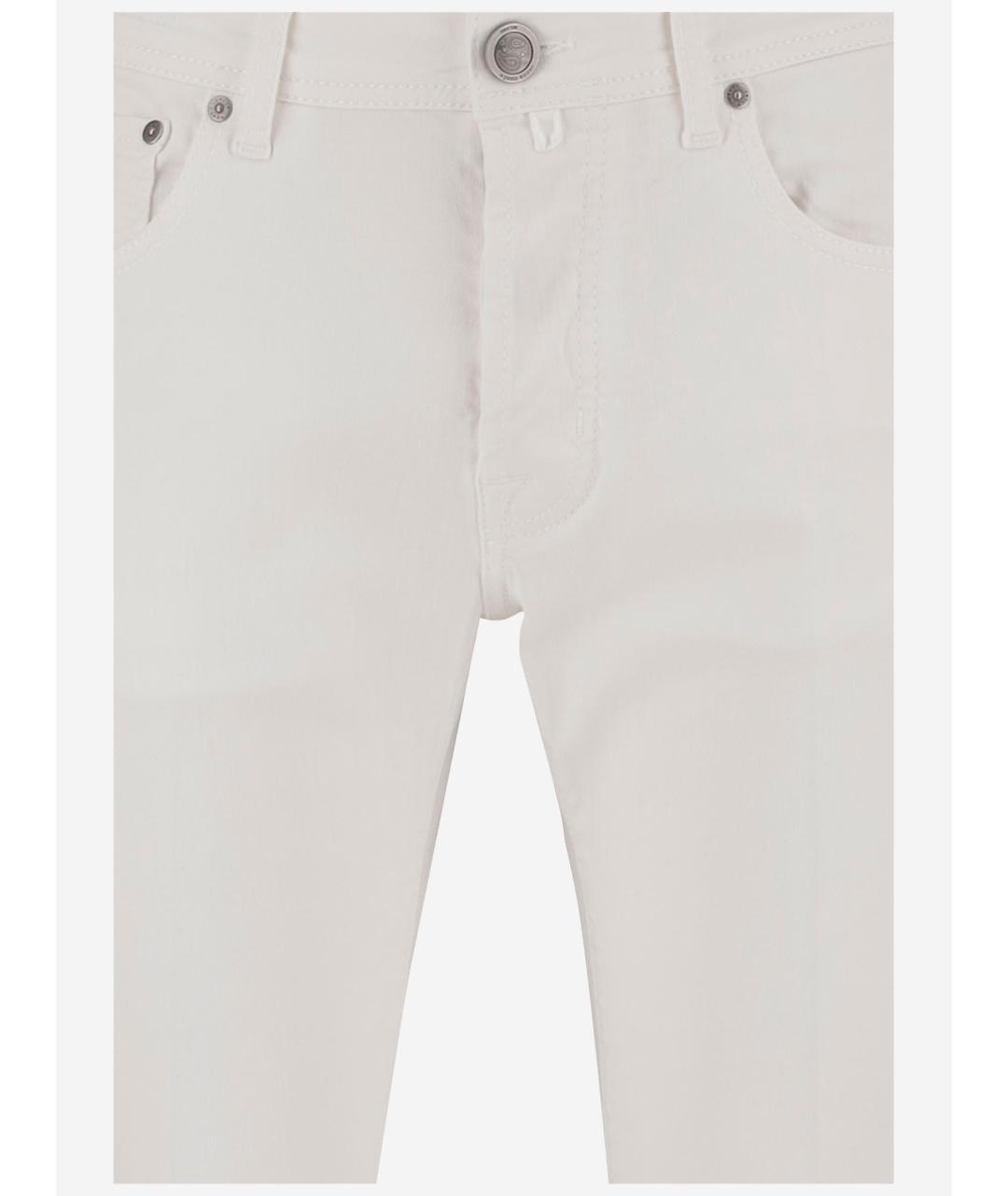 JACOB COHEN Белые хлопко-эластановые прямые джинсы, фото 2