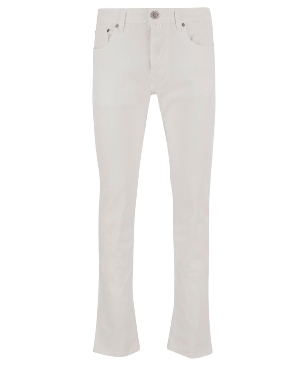 JACOB COHEN Белые хлопко-эластановые прямые джинсы, фото 1
