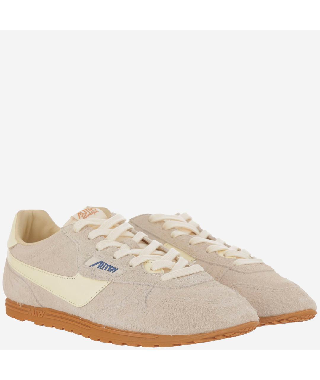 AUTRY Бежевые кожаные низкие кроссовки / кеды, фото 3