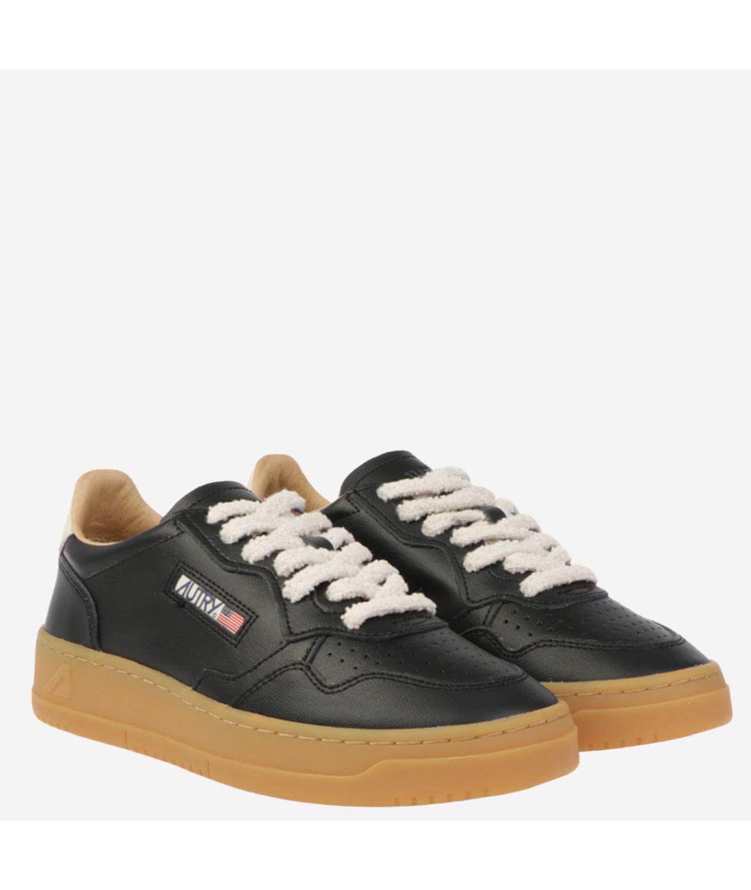 AUTRY Черные кожаные низкие кроссовки / кеды, фото 2