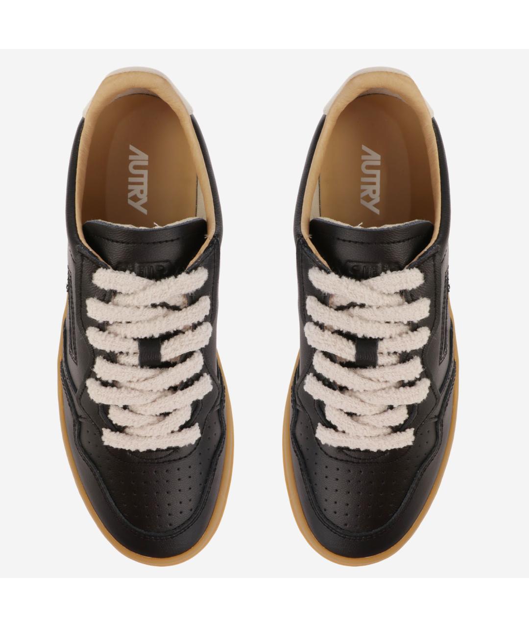AUTRY Черные кожаные низкие кроссовки / кеды, фото 4