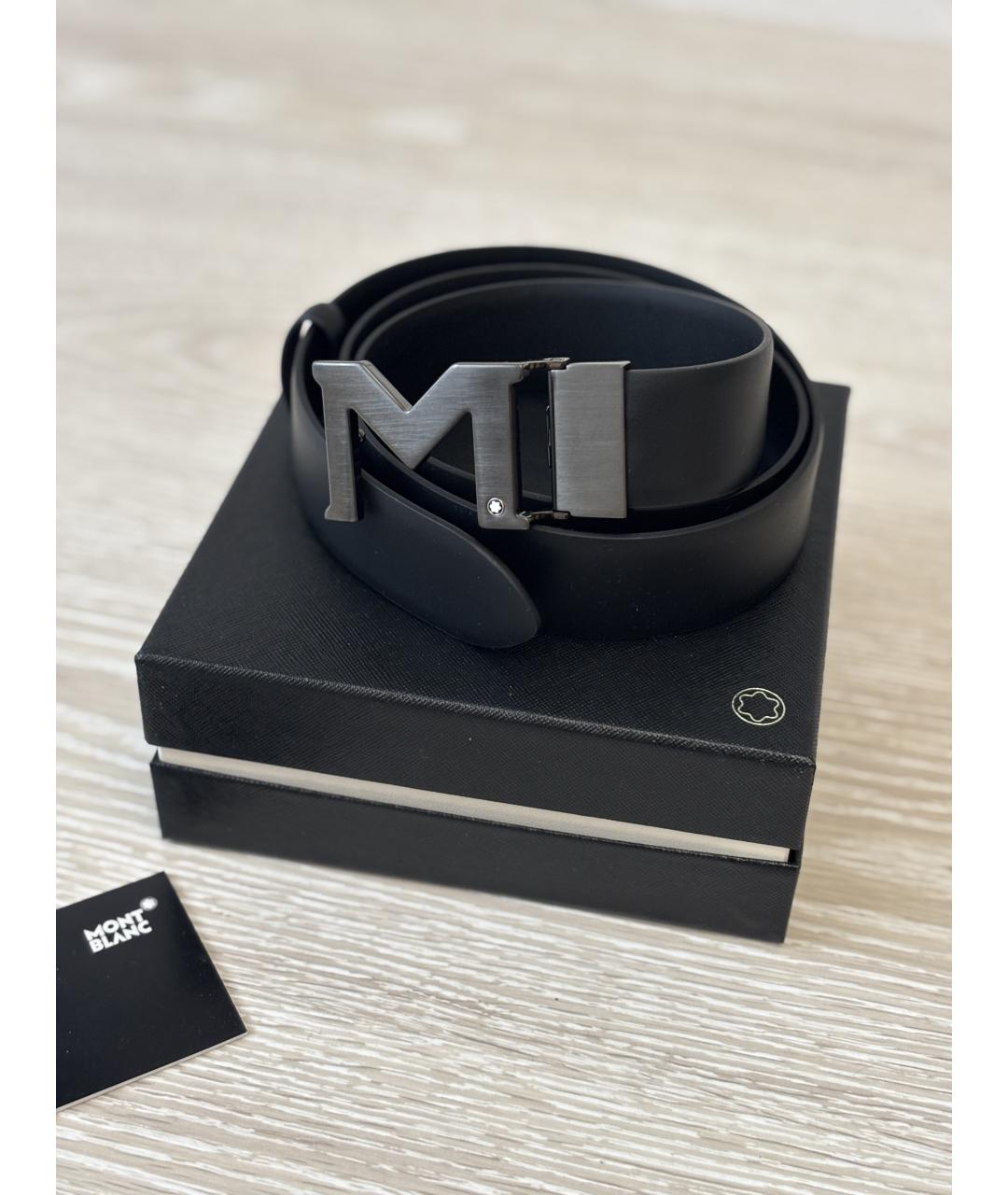 MONTBLANC Черный кожаный ремень, фото 7