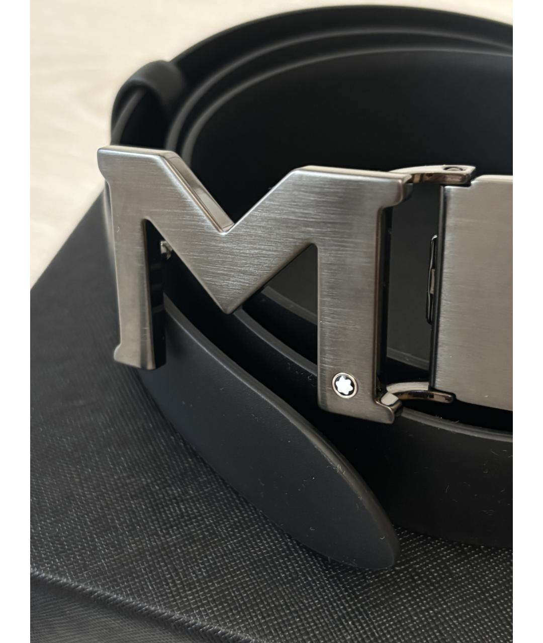 MONTBLANC Черный кожаный ремень, фото 2