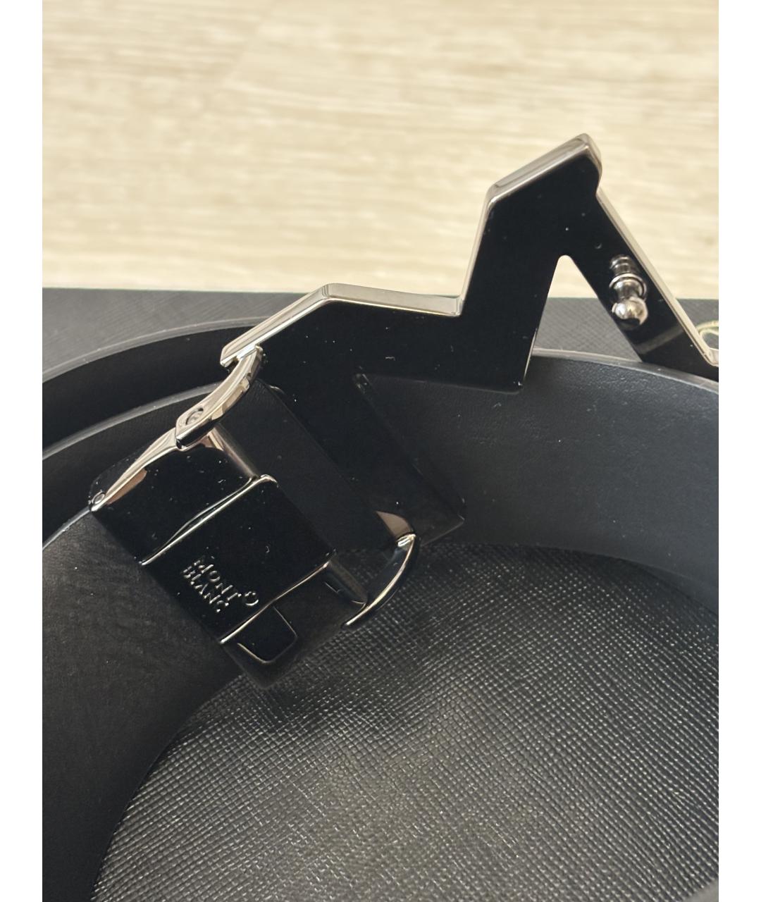 MONTBLANC Черный кожаный ремень, фото 4