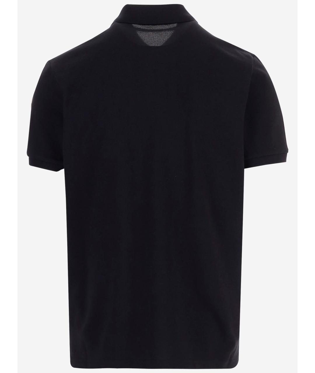 MONCLER Черное хлопковое поло с коротким рукавом, фото 2