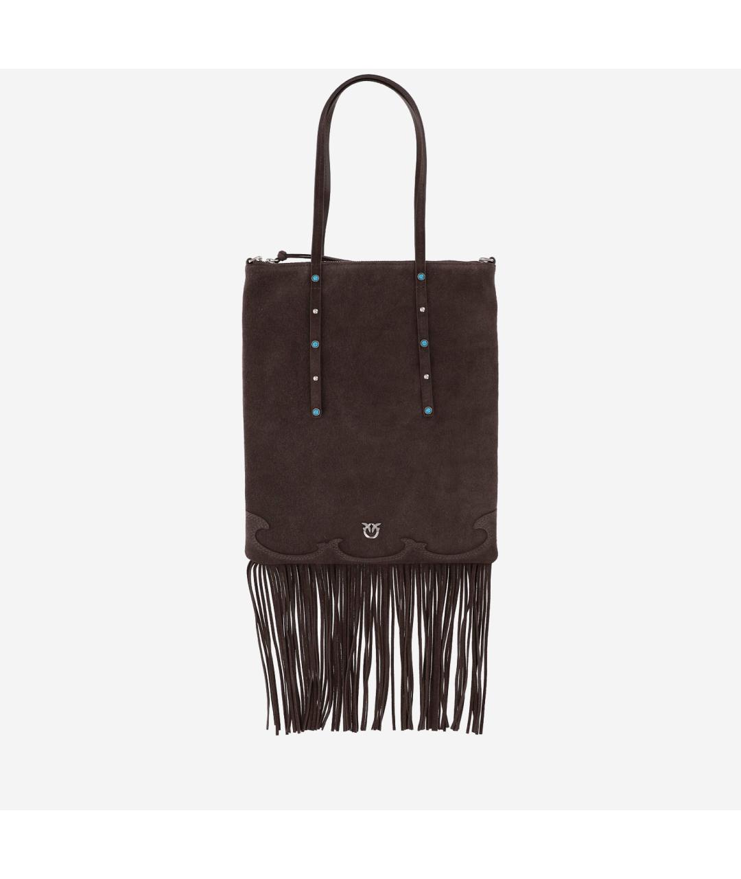 PINKO Коричневая замшевая сумка тоут, фото 5