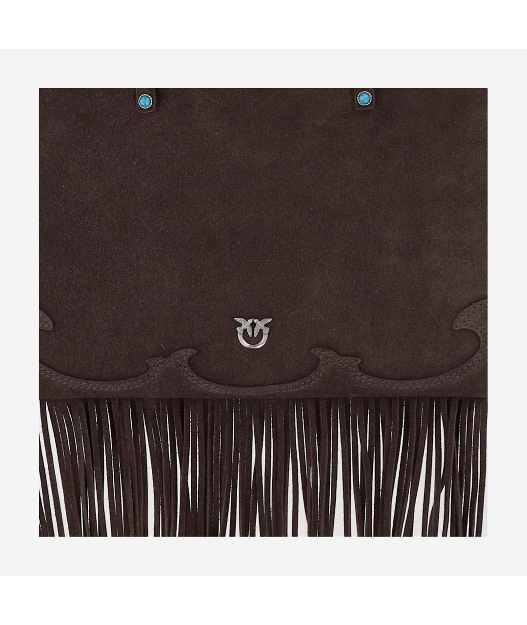 PINKO Коричневая замшевая сумка тоут, фото 4