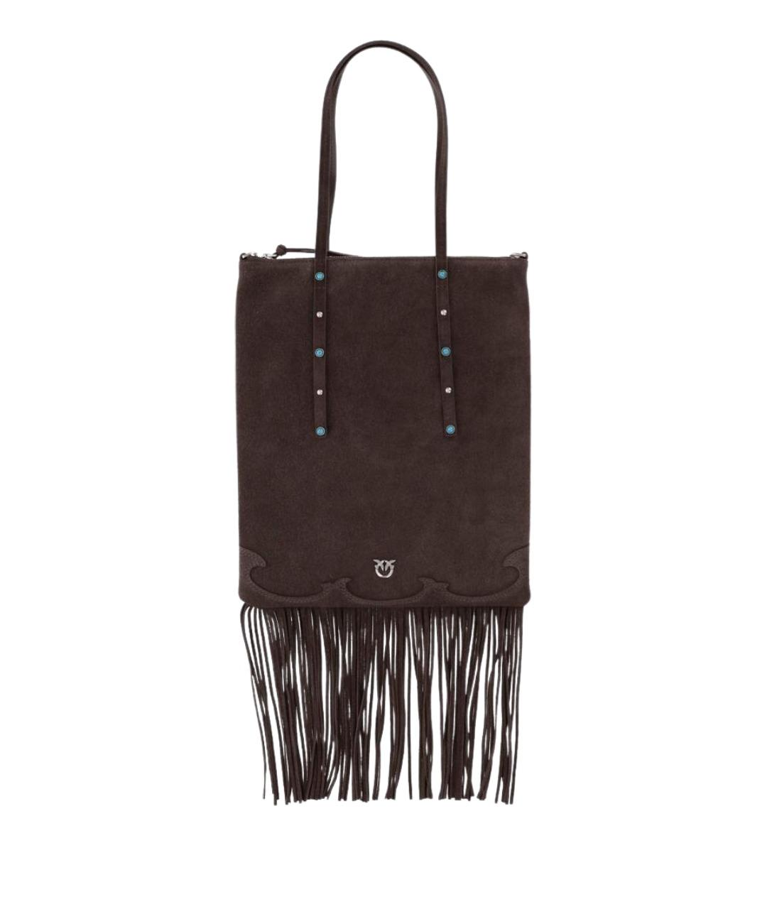 PINKO Коричневая замшевая сумка тоут, фото 1