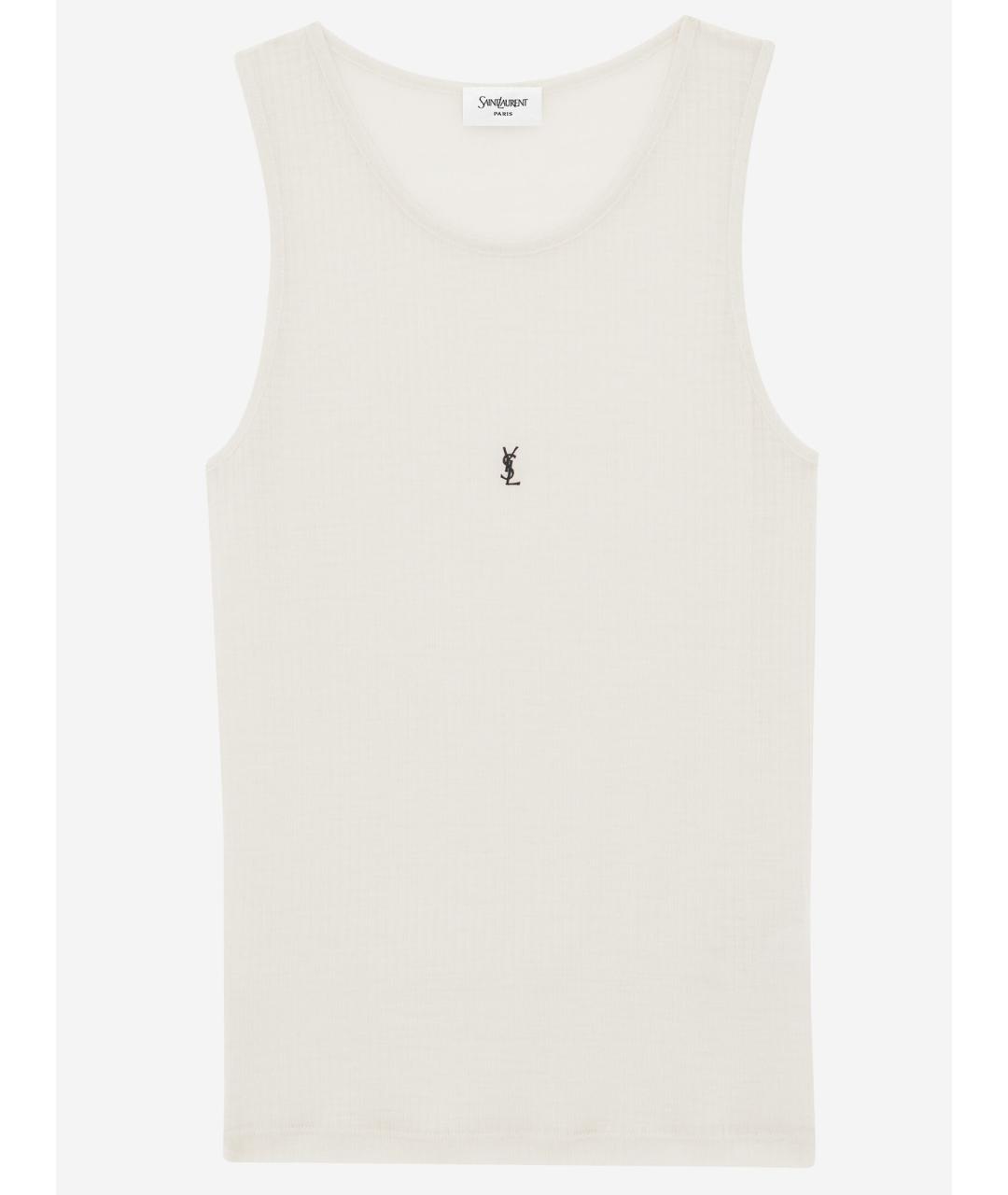 SAINT LAURENT Белая хлопковая майка, фото 4