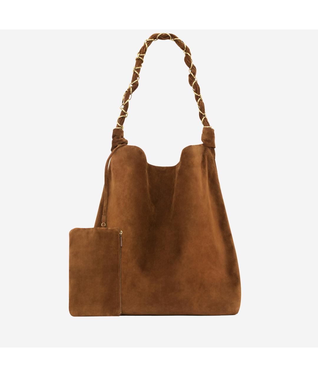 SAINT LAURENT Коричневая замшевая сумка через плечо, фото 2