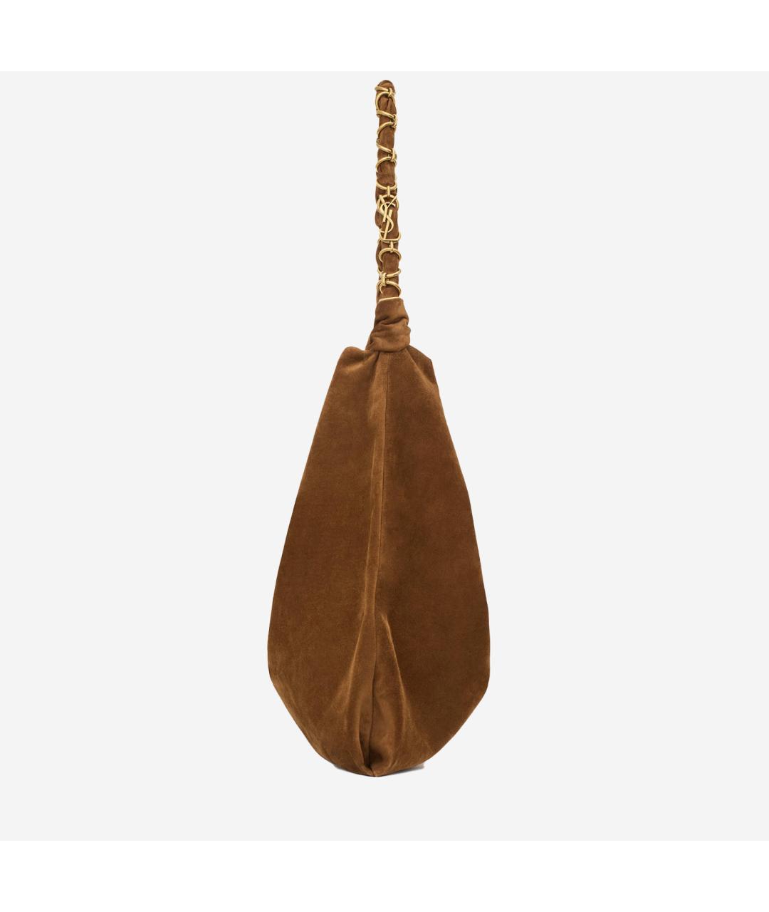 SAINT LAURENT Коричневая замшевая сумка через плечо, фото 3