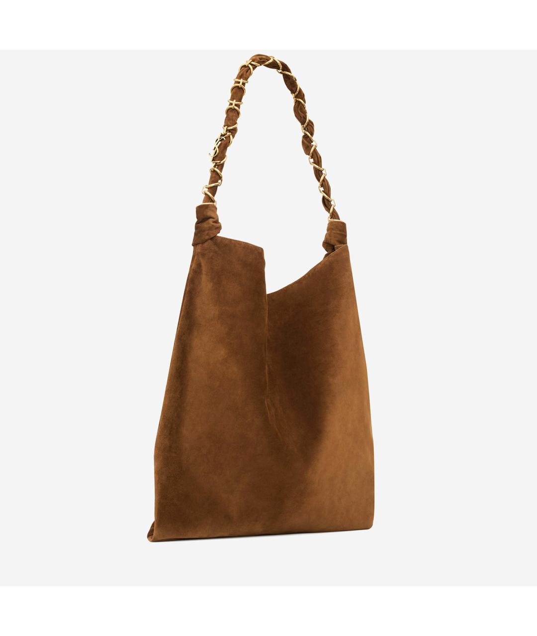 SAINT LAURENT Коричневая замшевая сумка через плечо, фото 4