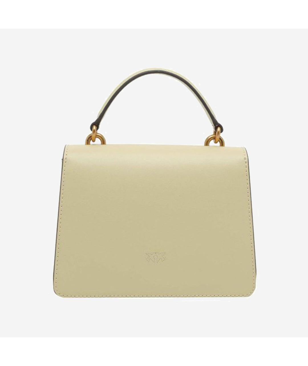 PINKO Желтая кожаная сумка с короткими ручками, фото 3