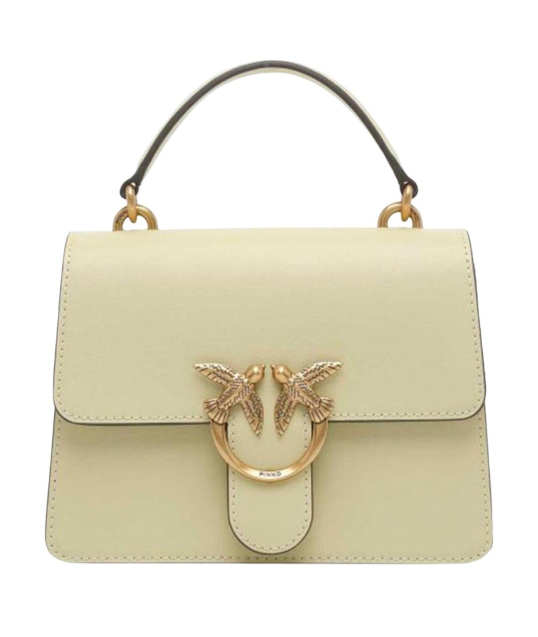 PINKO Желтая кожаная сумка с короткими ручками, фото 1