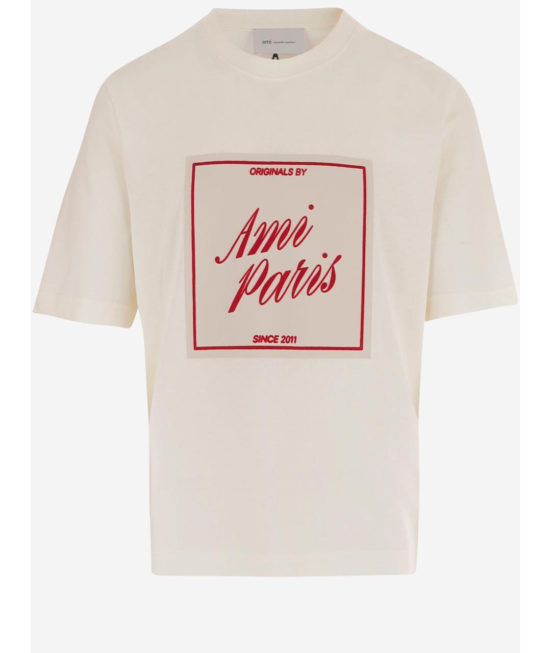 Ami Paris Бежевая хлопковая футболка, фото 1