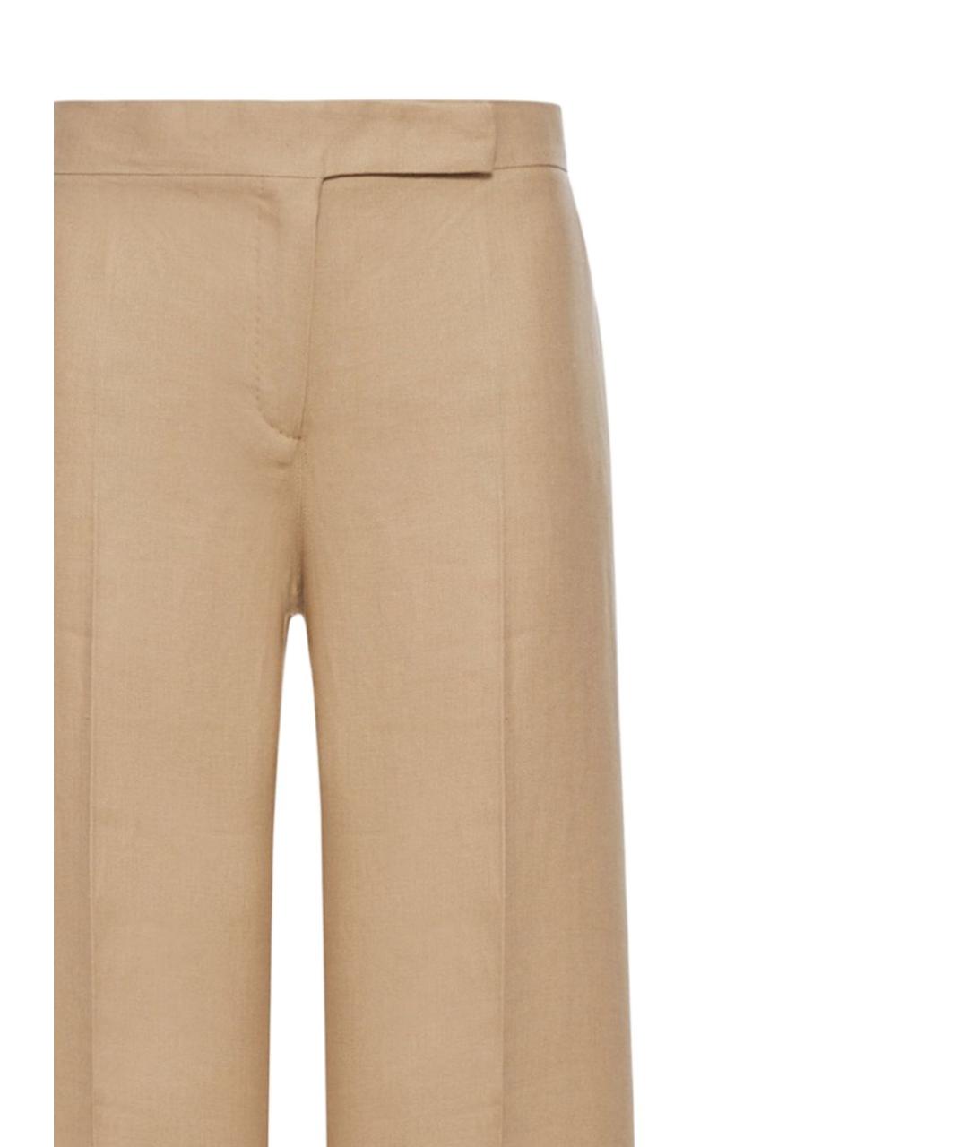 MAX MARA Бежевые льняные прямые брюки, фото 2