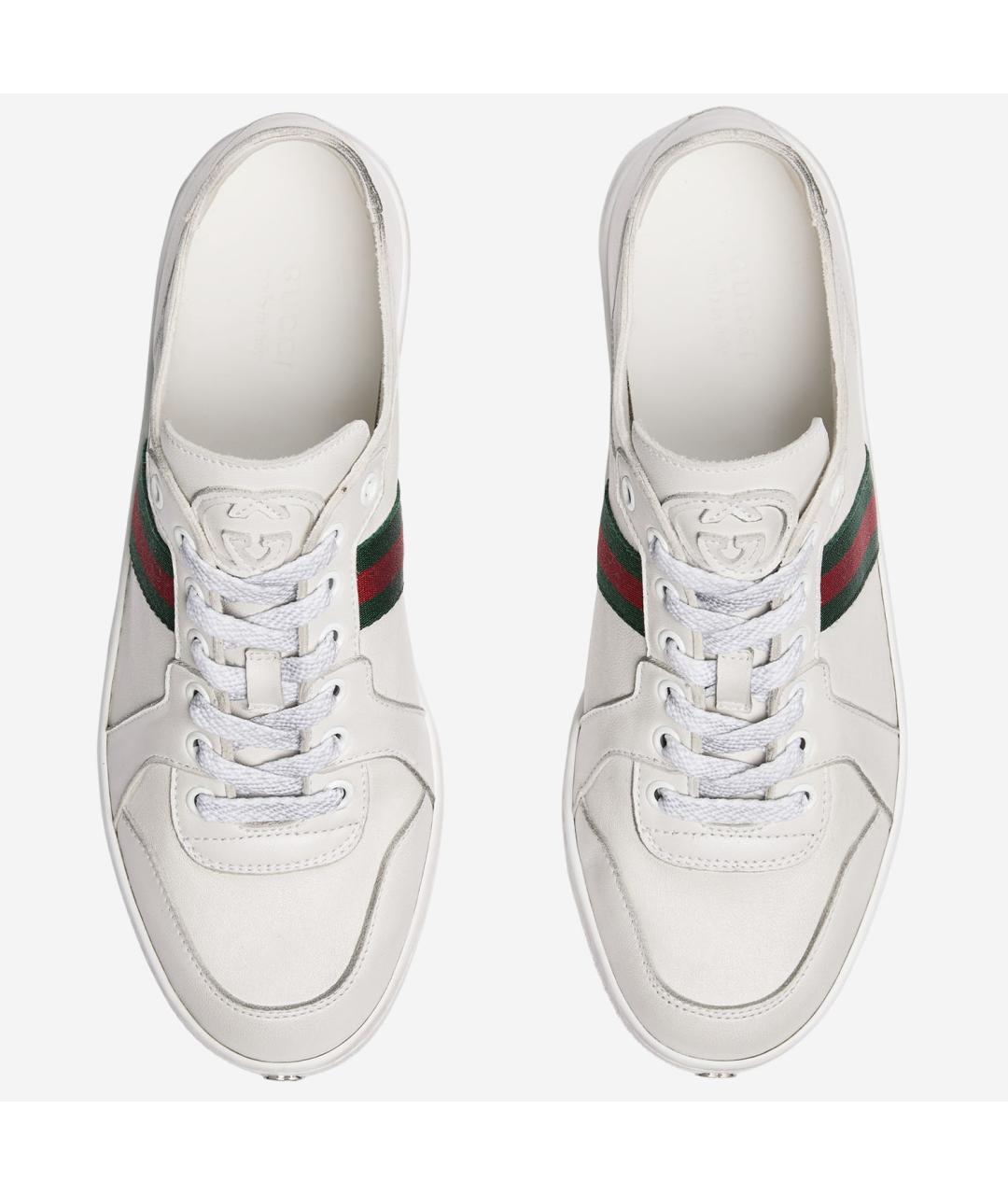 GUCCI Белые кожаные кроссовки, фото 4