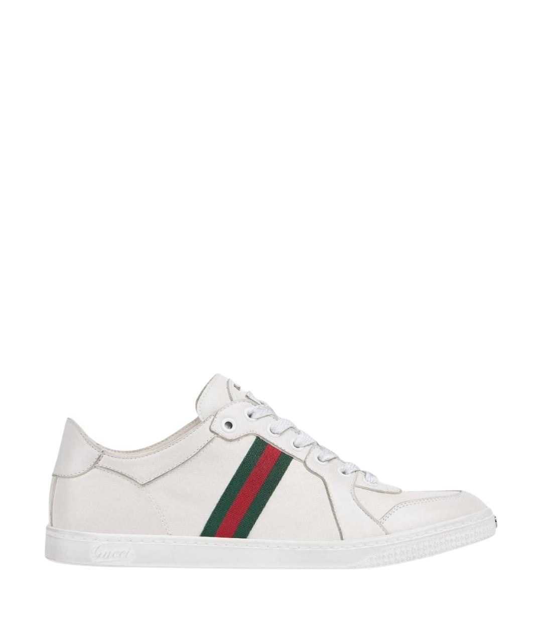 GUCCI Белые кожаные кроссовки, фото 1