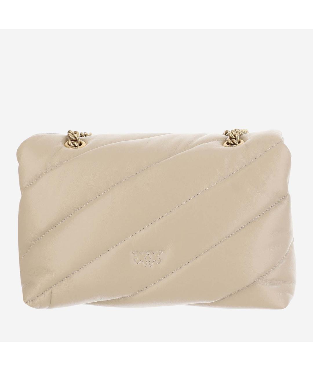 PINKO Бежевая кожаная сумка через плечо, фото 3