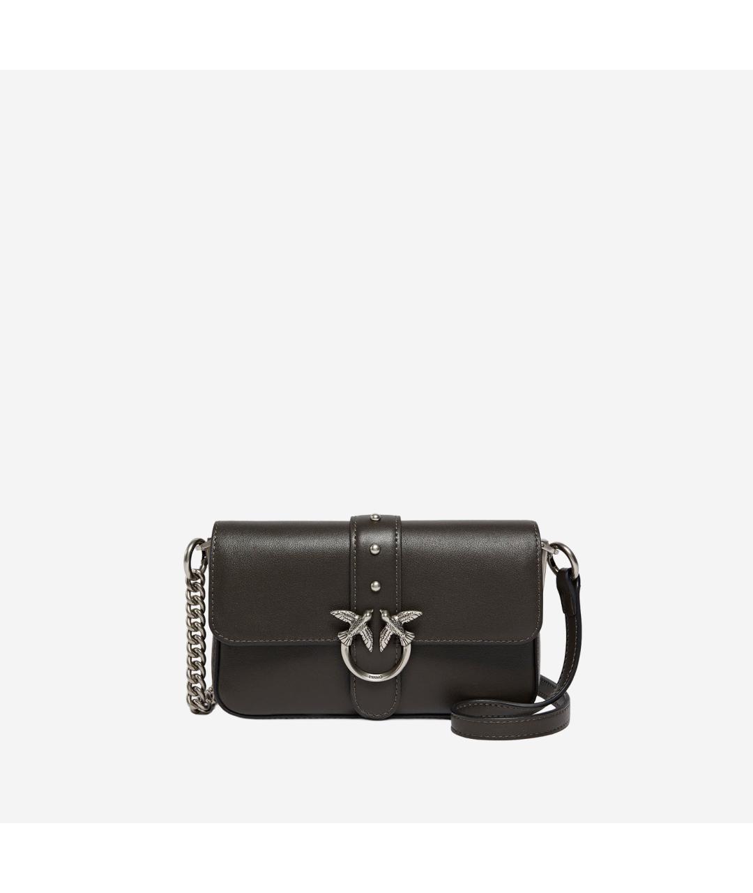 PINKO Черная кожаная сумка через плечо, фото 4