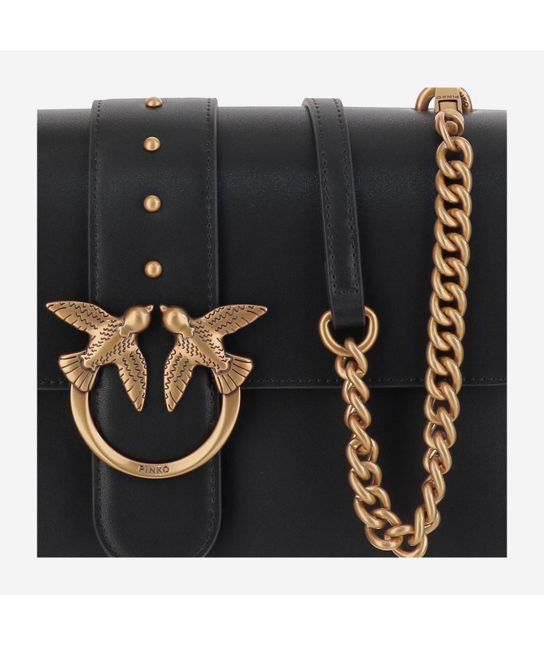 PINKO Черная кожаная сумка через плечо, фото 4