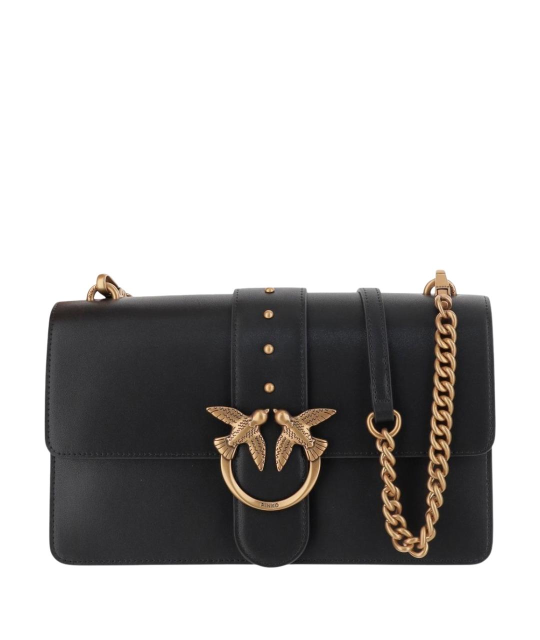PINKO Черная кожаная сумка через плечо, фото 1