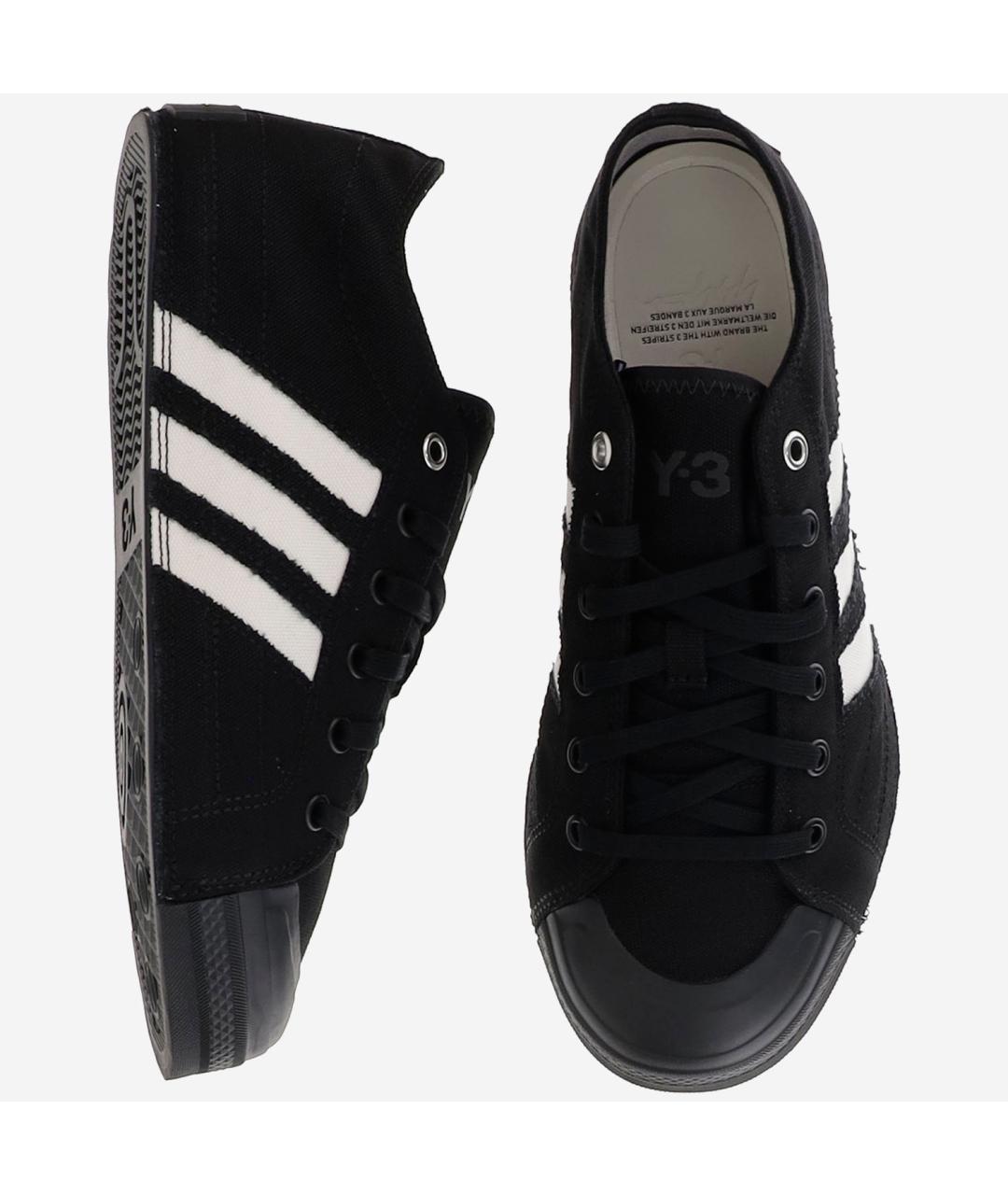 Y-3 Черные текстильные низкие кроссовки / кеды, фото 2