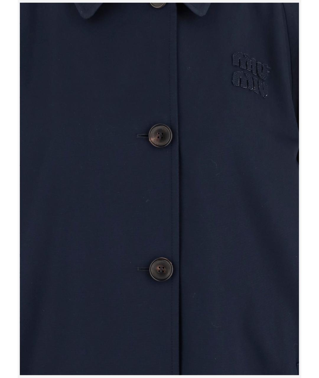 MIU MIU Темно-синий хлопковый тренч/плащ, фото 3