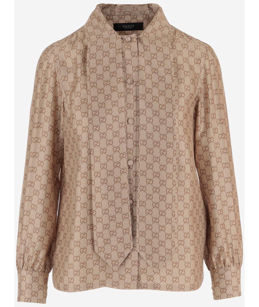 GUCCI Бежевая шелковая блузы, фото 4