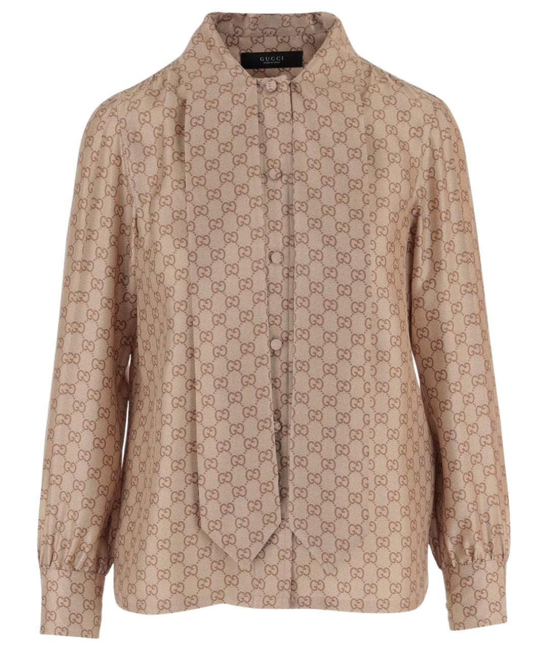 GUCCI Бежевая шелковая блузы, фото 1