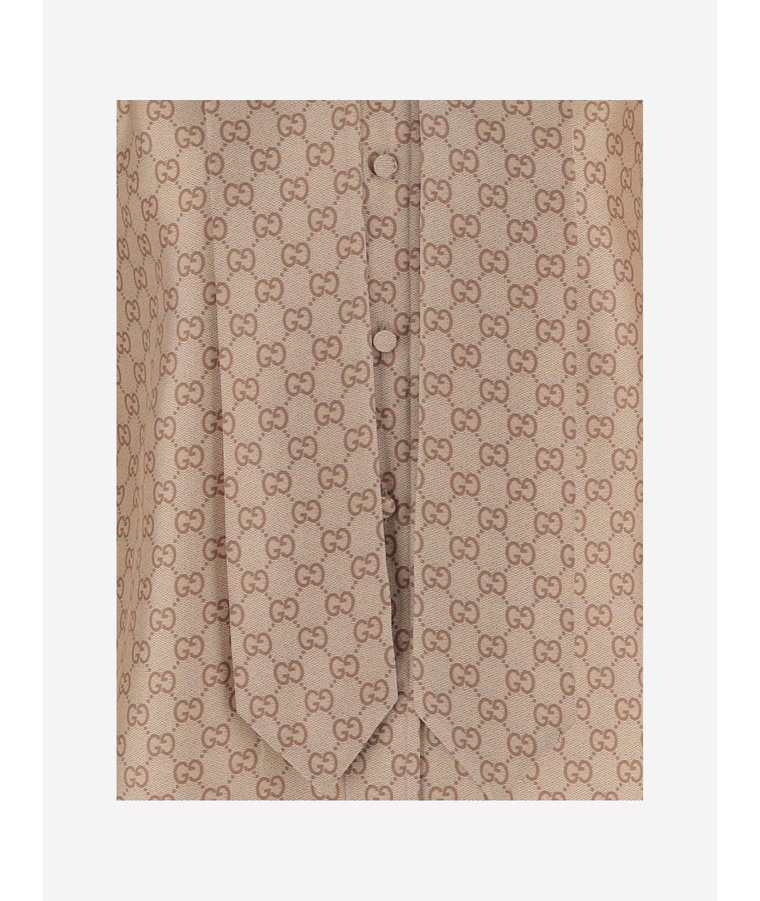 GUCCI Бежевая шелковая блузы, фото 3