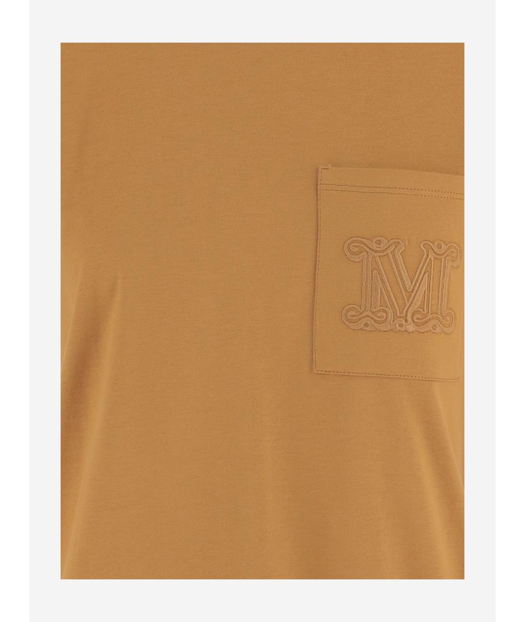 MAX MARA Коричневая хлопковая футболка, фото 3