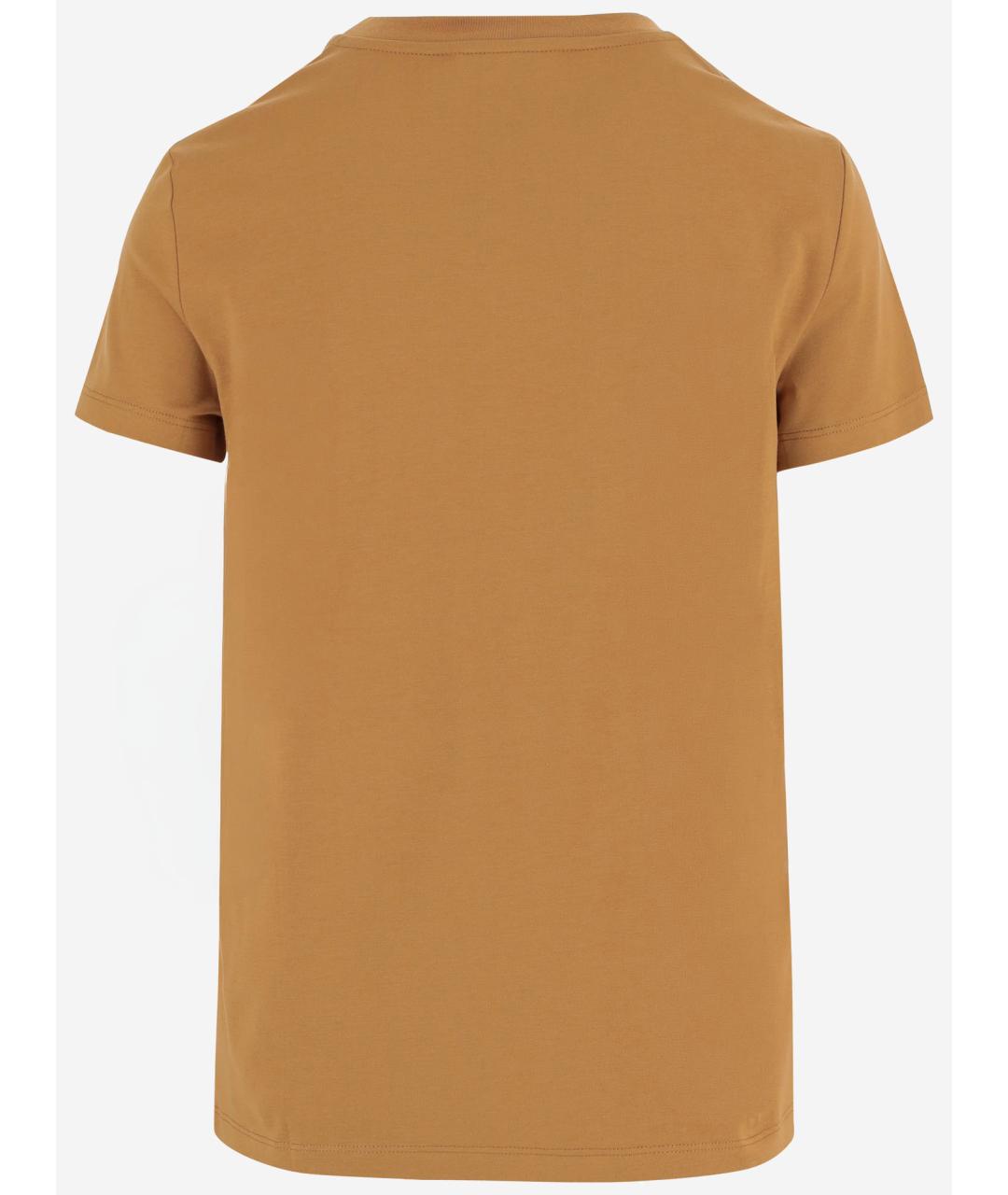 MAX MARA Коричневая хлопковая футболка, фото 2