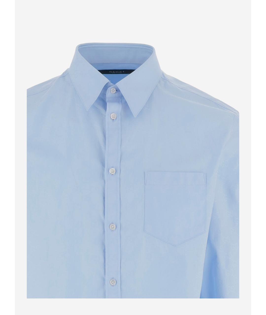 GUCCI Голубая хлопковая кэжуал рубашка, фото 3
