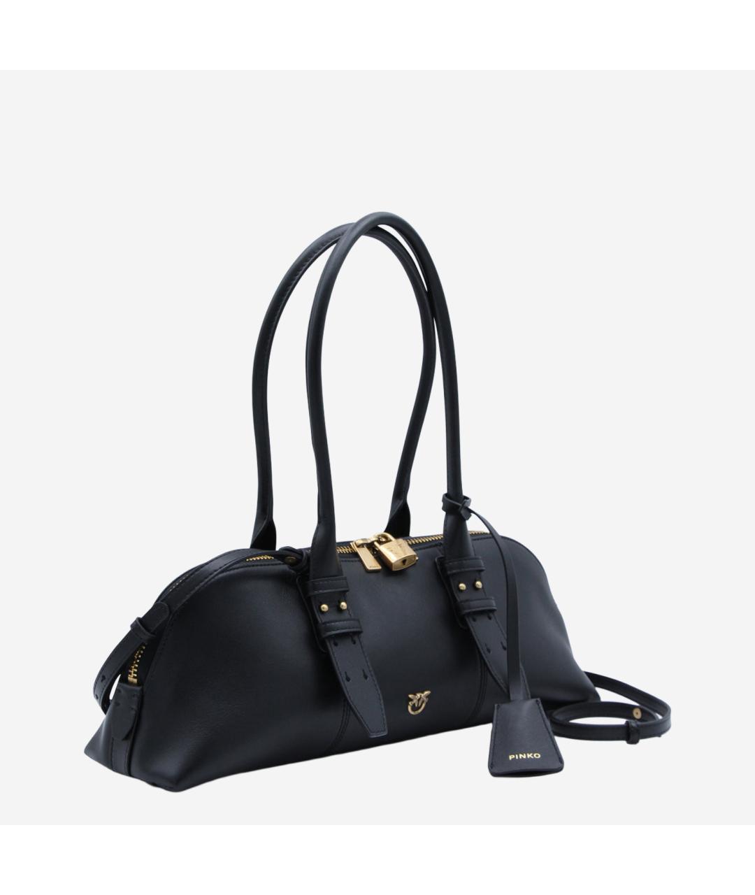 PINKO Черная кожаная сумка с короткими ручками, фото 2