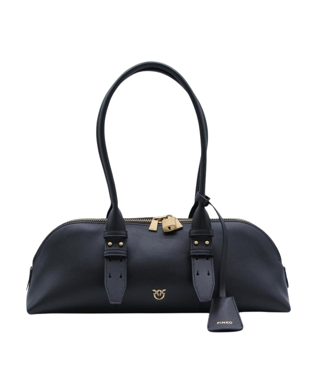 PINKO Черная кожаная сумка с короткими ручками, фото 1