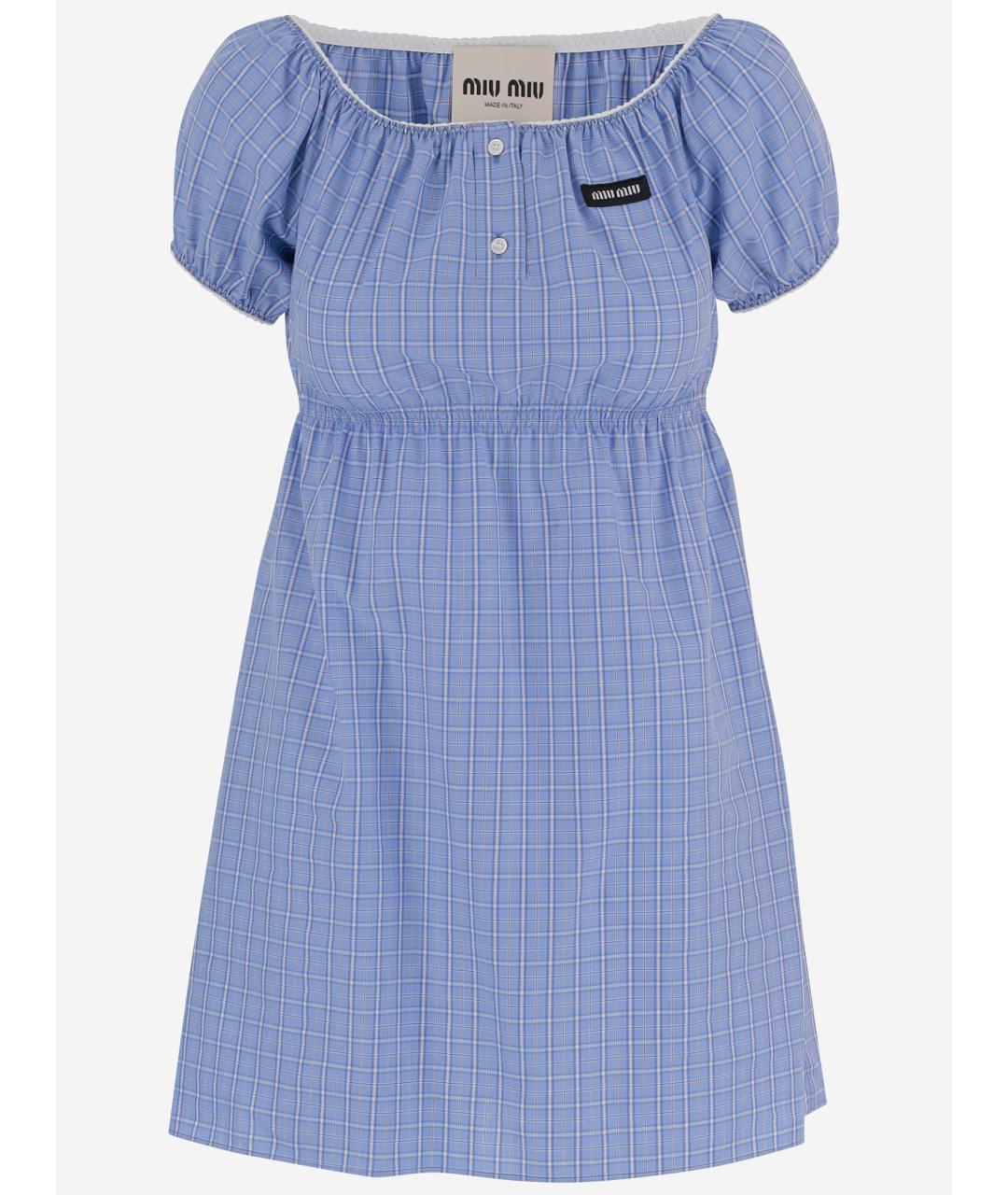 MIU MIU Голубое хлопковое повседневное платье, фото 4