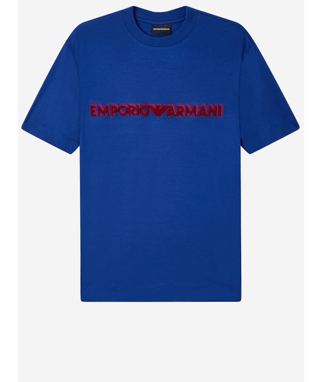 EMPORIO ARMANI Синяя хлопковая футболка, фото 1
