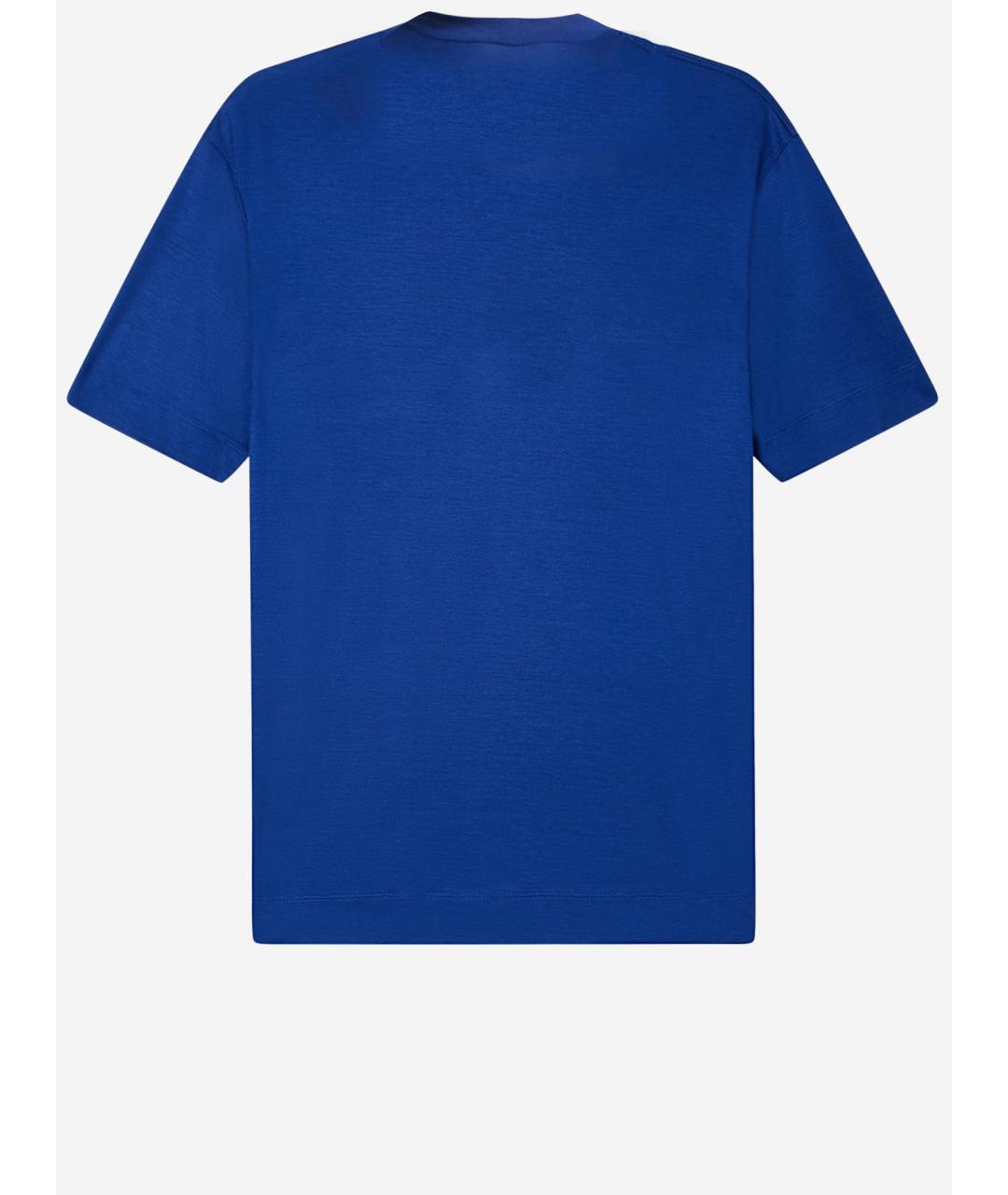 EMPORIO ARMANI Синяя хлопковая футболка, фото 2
