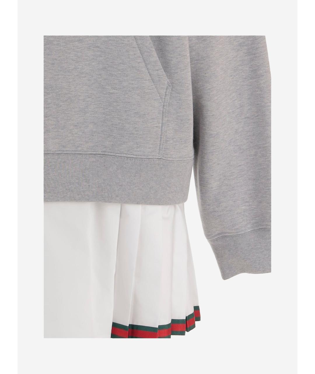 GUCCI Серое хлопковое повседневное платье, фото 3