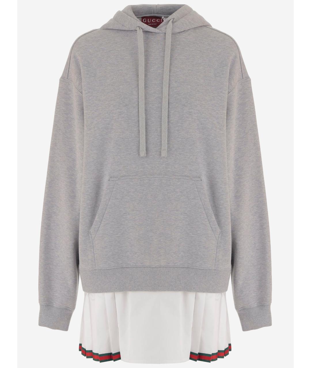 GUCCI Серое хлопковое повседневное платье, фото 4