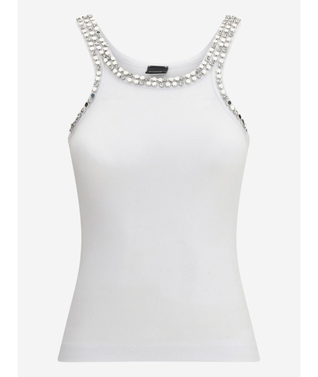 PINKO Белая хлопковая майка, фото 4