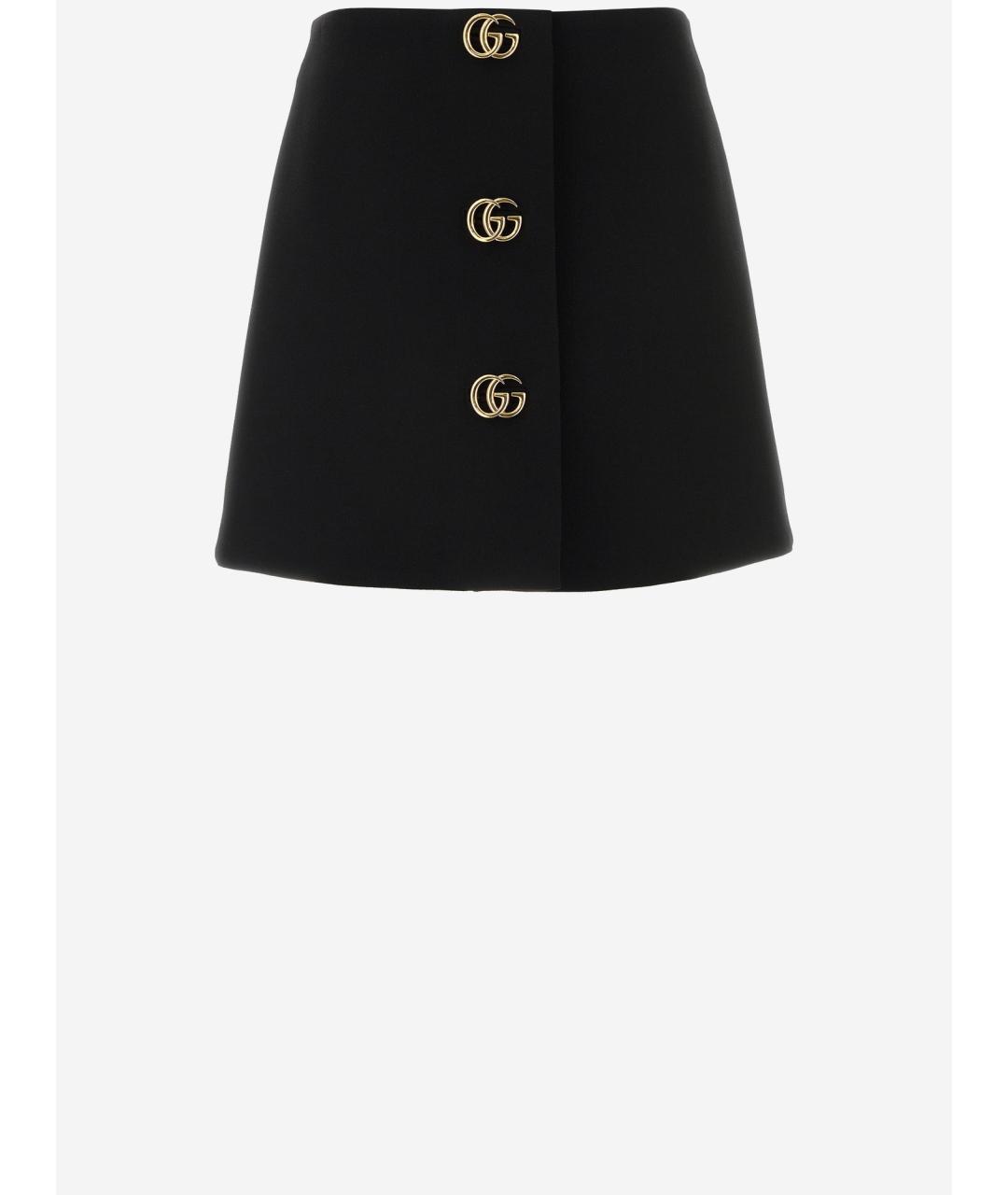 GUCCI Черная шерстяная юбка мини, фото 4