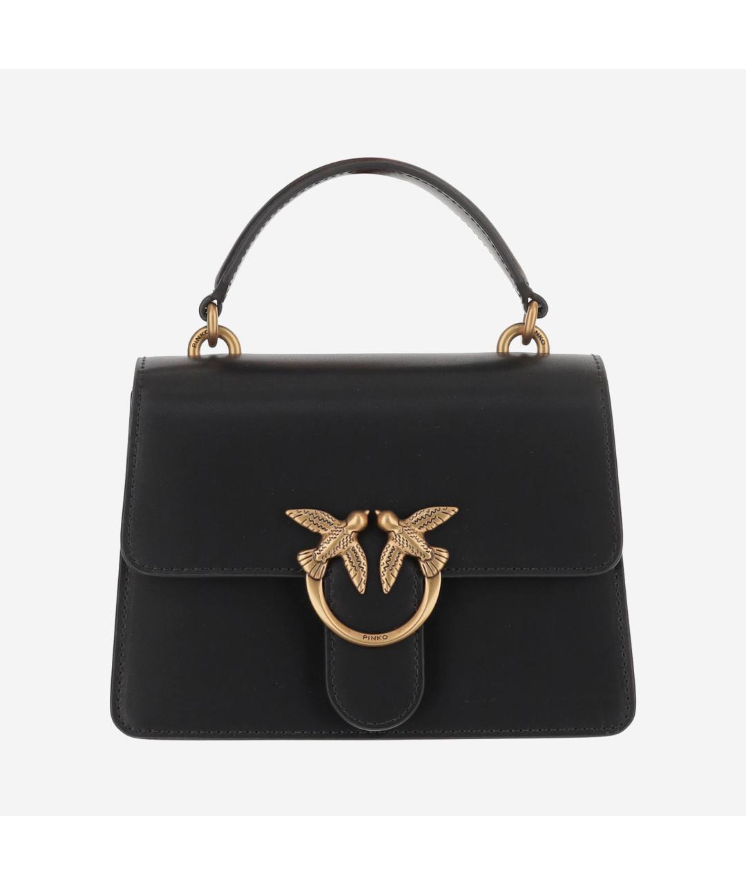 PINKO Черная кожаная сумка с короткими ручками, фото 6