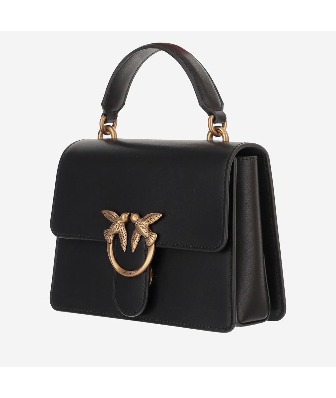 PINKO Черная кожаная сумка с короткими ручками, фото 2