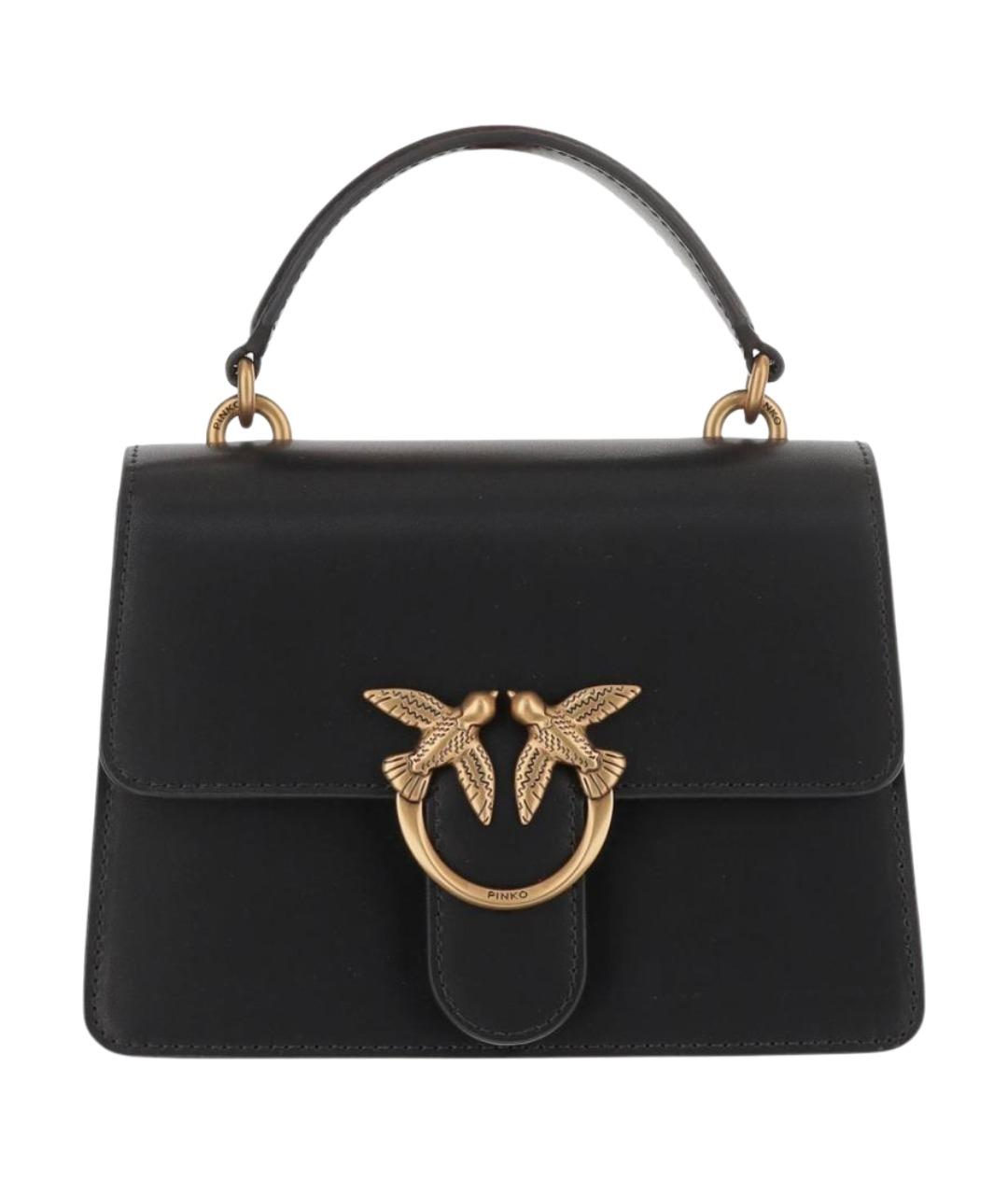 PINKO Черная кожаная сумка с короткими ручками, фото 1