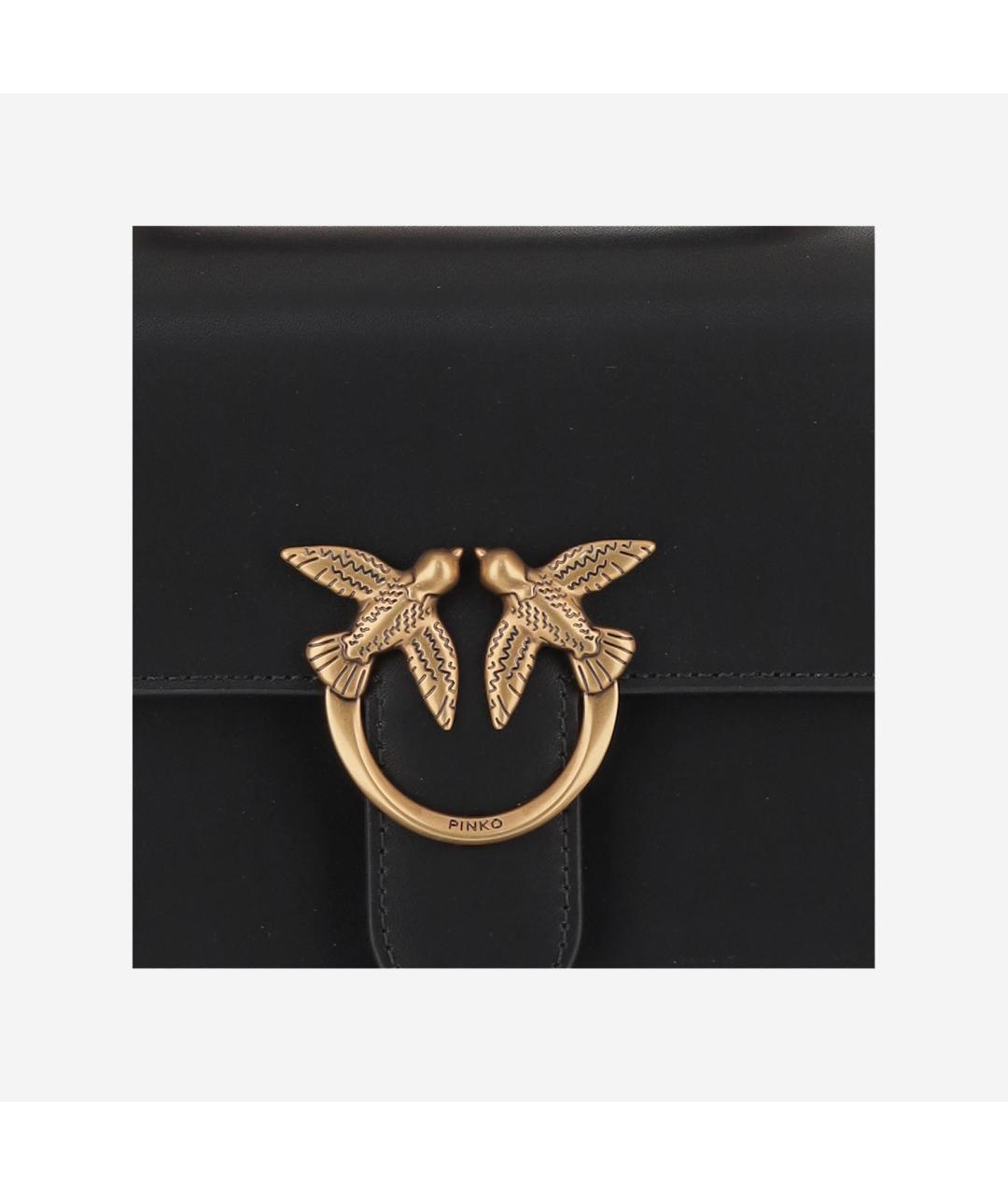 PINKO Черная кожаная сумка с короткими ручками, фото 5