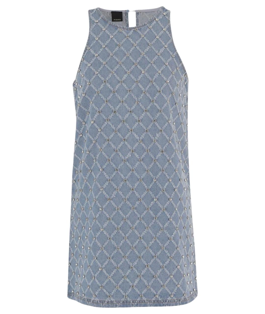 PINKO Голубое хлопковое повседневное платье, фото 1