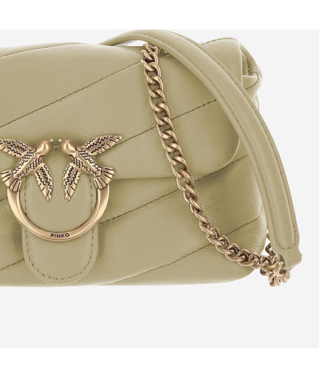 PINKO Желтая кожаная сумка через плечо, фото 4