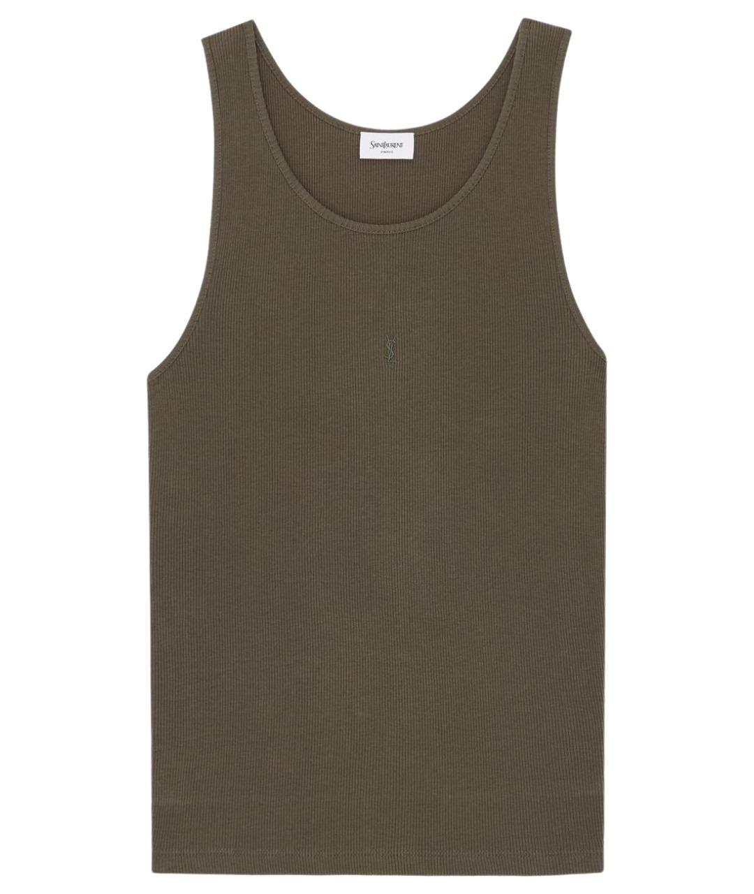SAINT LAURENT Хаки хлопковая майка, фото 1